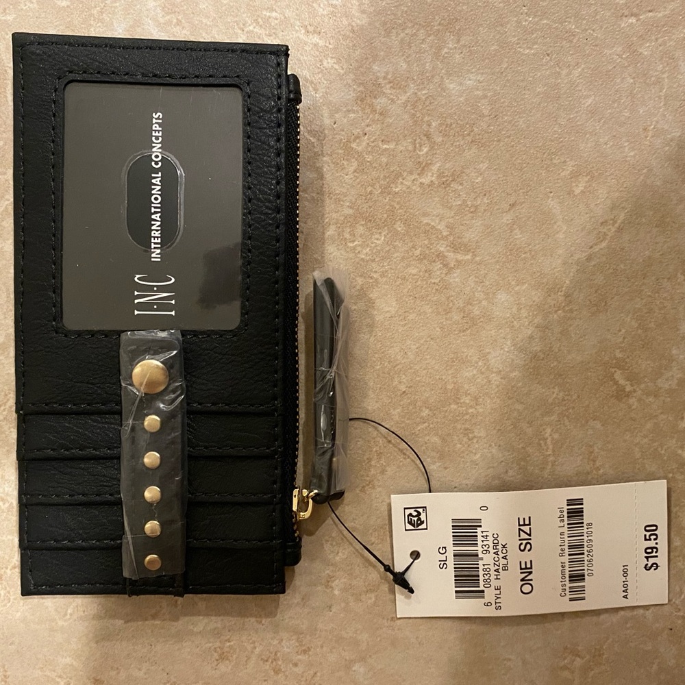 INC International Concepts Black Wallet with Gold Studs